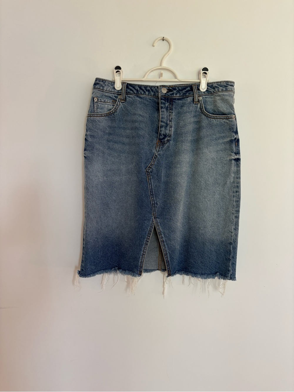 H&M Blue Denim Mini Skirt with Front Vent